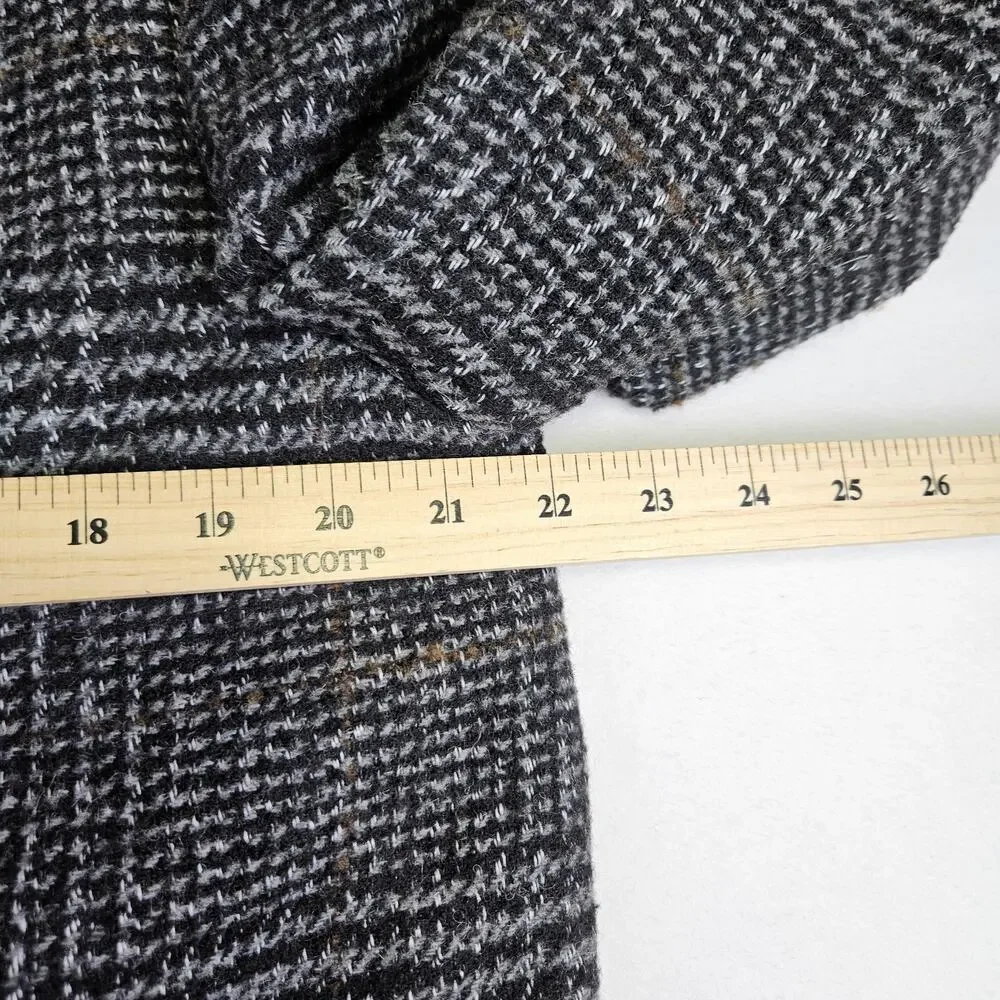 J.Crew Thompson Tweed Overcoat Men 40 Herringbone Plaid Wool Blend Black Heavy M